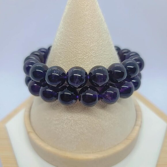 Genuine Natural Amethyst Bracelet High-End Quality With Certificate 10MM - Picture 3 of 8